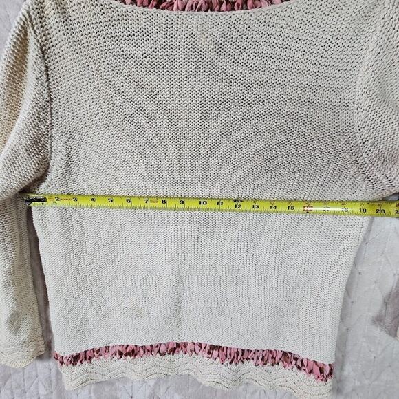 Coldwater Creek Open Knit Lightweight Cardigan Womens L Linen Contrast Coquette - Picture 7 of 7